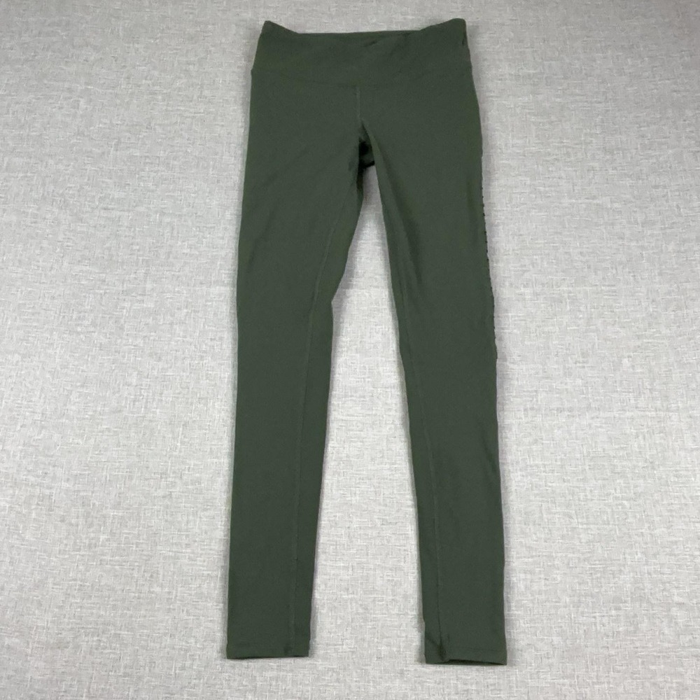 Alo Yoga High Waist Moto Leggings Womens XS Olive Green Pintuck Mesh 27"